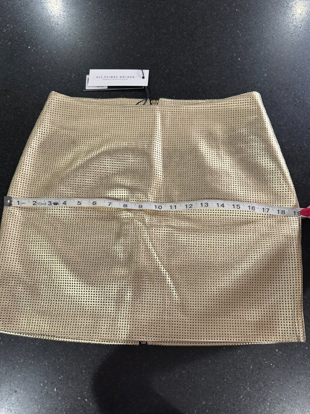 NEW WITH TAGS | ALL THINGS GOLDEN THE GO TO MINI SKIRT – GOLD LEATHER | SIZE L - Picture 10 of 12